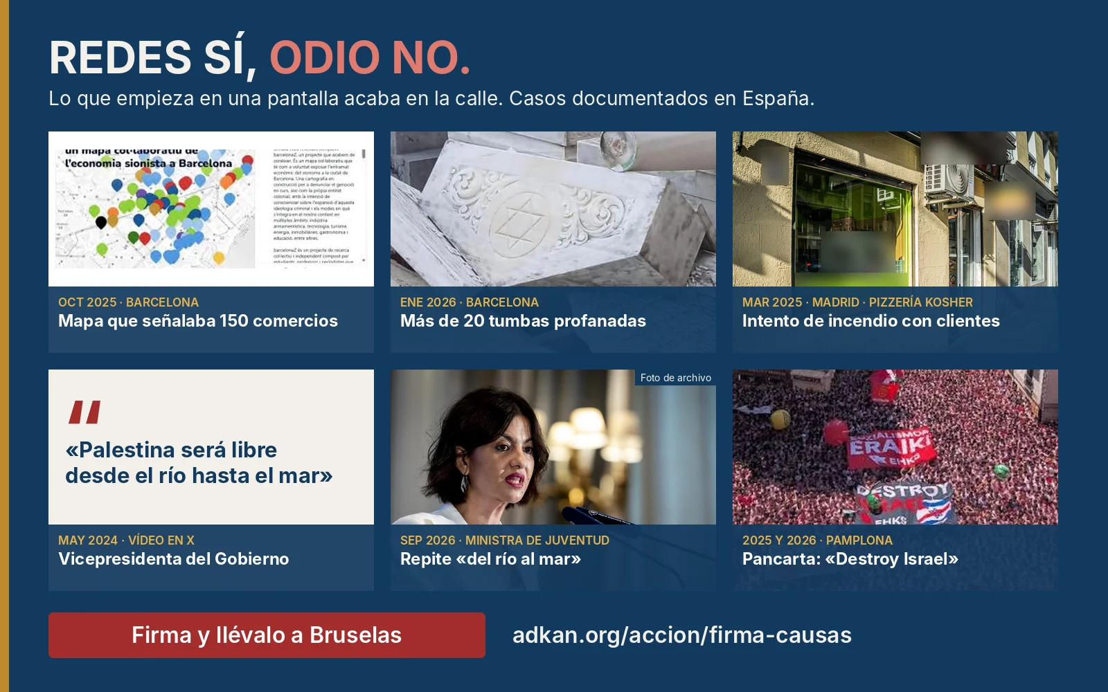 Redes sí, odio no. Casos documentados de odio antisemita en España.